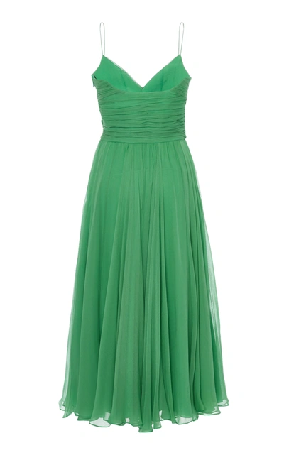 Shop Alexis Sarrana Silk Slip Dress In Green