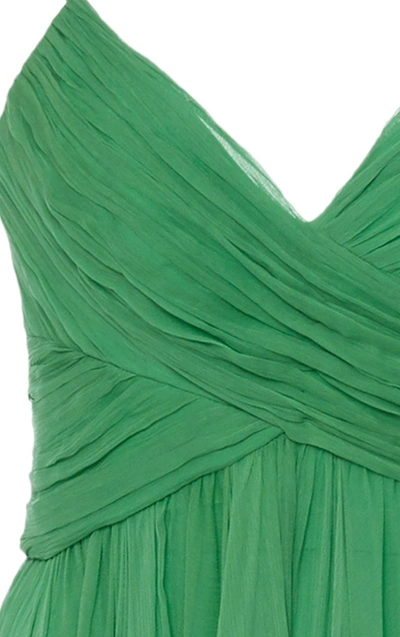 Shop Alexis Sarrana Silk Slip Dress In Green