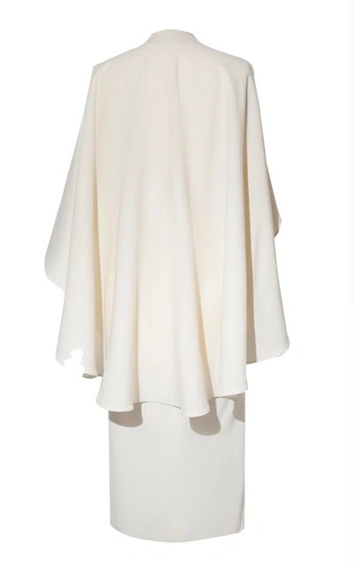 Shop Andres Otalora Los Andes Cape-effect Wool Dress In White
