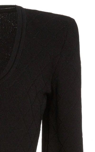 Shop Balmain Women's Zip-front Crepe Bodysuit In Black