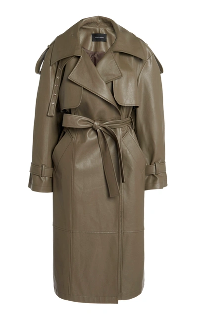 Shop Low Classic Belted Faux Leather Trench Coat In Neutral