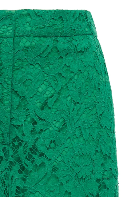 Shop Valentino Women's Lace Wide-leg Pants In Green