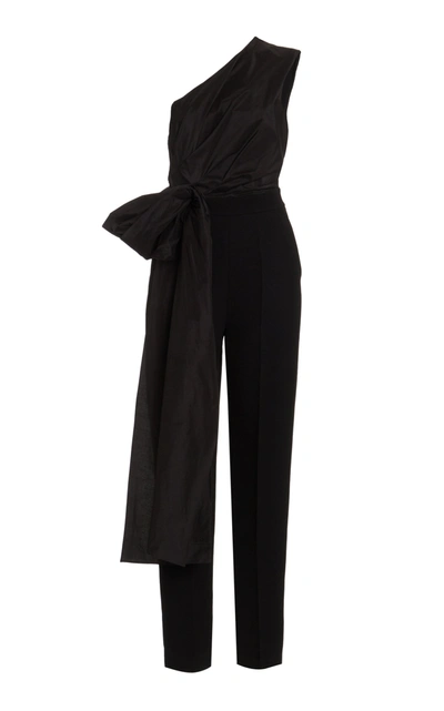 Shop Roksanda Women's Lea Taffeta And Silk And Cotton-blend Jumpsuit In Black