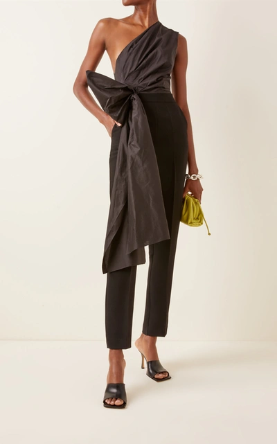Shop Roksanda Women's Lea Taffeta And Silk And Cotton-blend Jumpsuit In Black