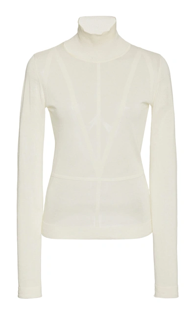 Shop Altuzarra Reiko Sheer Knit Turtleneck Sweater In White