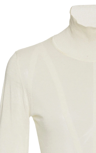 Shop Altuzarra Reiko Sheer Knit Turtleneck Sweater In White