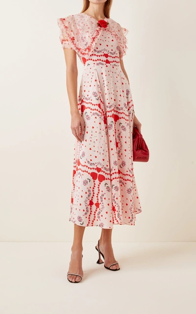 Shop Rodarte Appliquã©d Ruffled Printed Silk-chiffon Maxi Dress In Multi