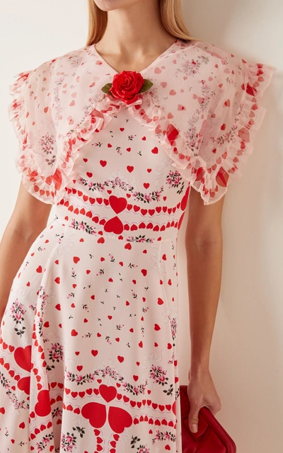 Shop Rodarte Appliquã©d Ruffled Printed Silk-chiffon Maxi Dress In Multi