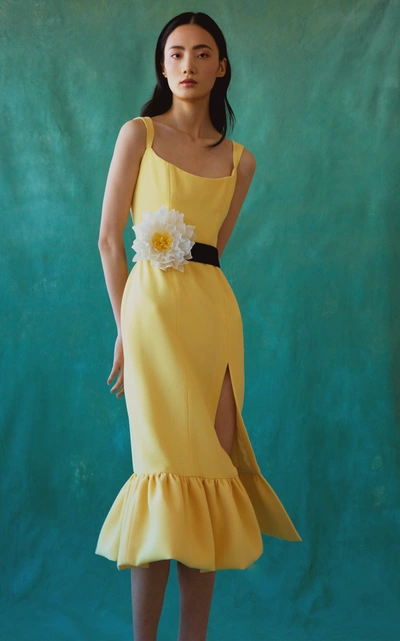 Shop Markarian Pallas Wool Midi Dress In Yellow