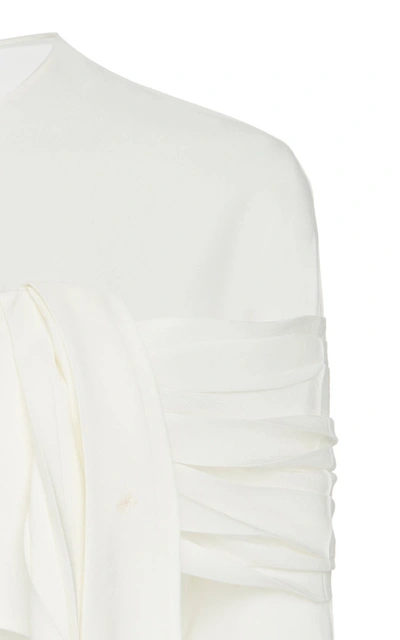 Shop Prada Tie-detailed Crepe De Chine Blouse In White