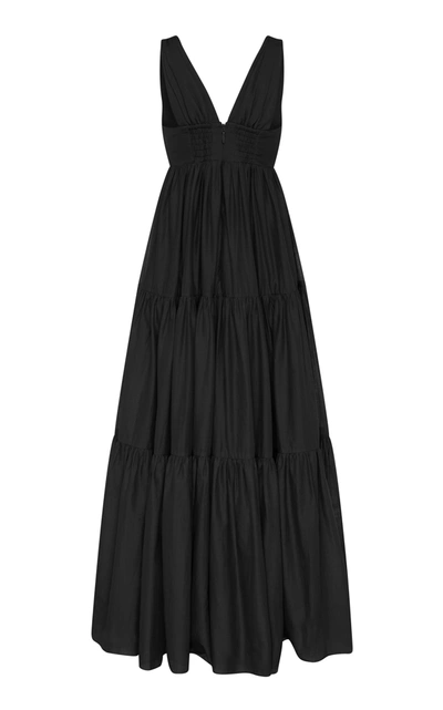 Shop Aje Unending Tiered Cotton Maxi Dress In Black