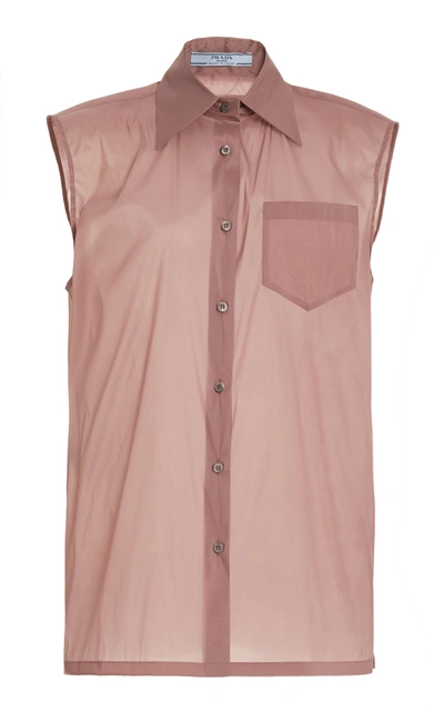 Shop Prada Sleeveless Silk-blend Shirt In Purple