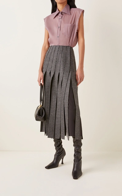 Prada Sleeveless Silk-blend Shirt In Purple
