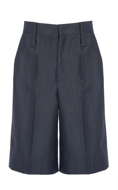Shop Prada High-rise Knee-length Shorts In Grey