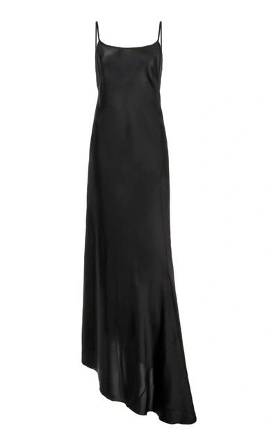 Shop Ann Demeulemeester Satin Slip Maxi Dress In Black