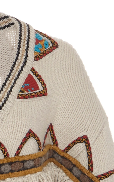 Shop Etro Fringed Wool-blend Cardigan In Print