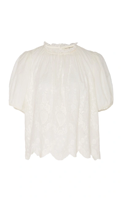 Shop Ulla Johnson Emmie Cotton Eyelet Blouse In White