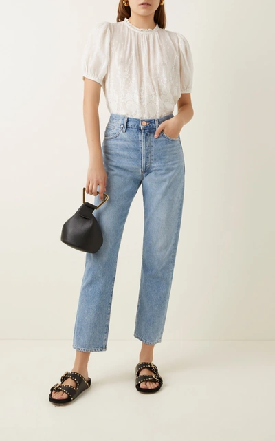 Shop Ulla Johnson Emmie Cotton Eyelet Blouse In White