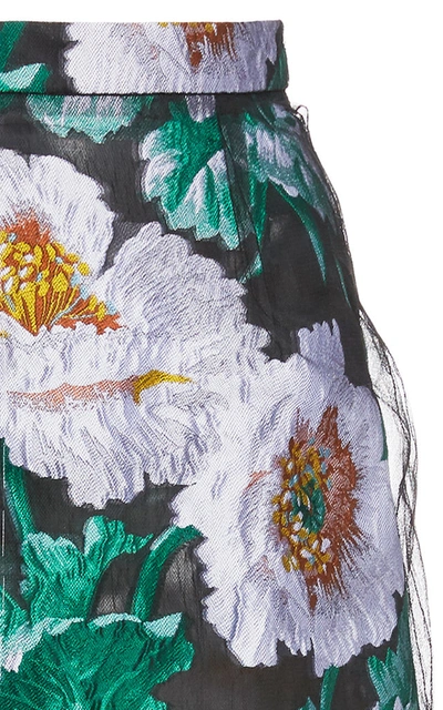 Shop Oscar De La Renta Women's Floral Jacquard Pencil Skirt In Black,white