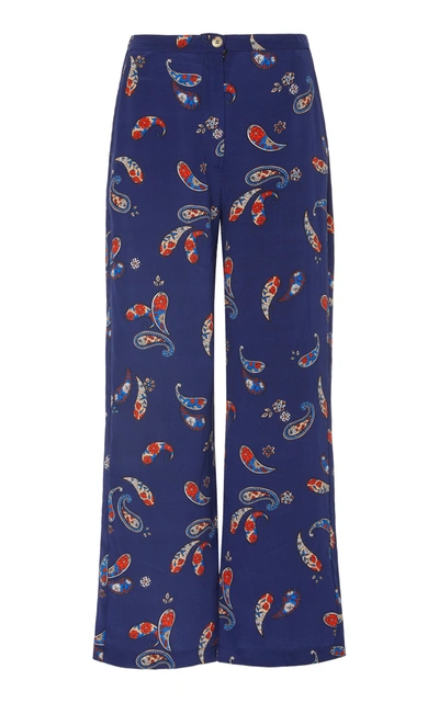 Shop Ciao Lucia Pietro Printed Silk Pants In Navy