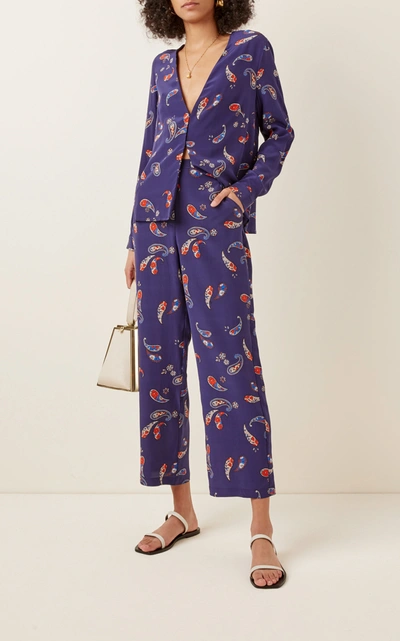 Shop Ciao Lucia Pietro Printed Silk Pants In Navy