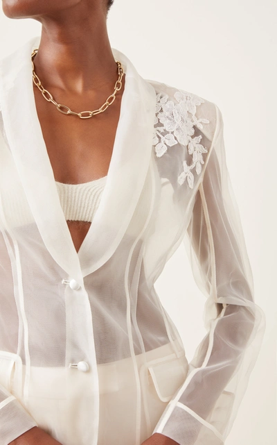 Shop Danielle Frankel Women's Astrid Appliquã©d Organza Blazer In White