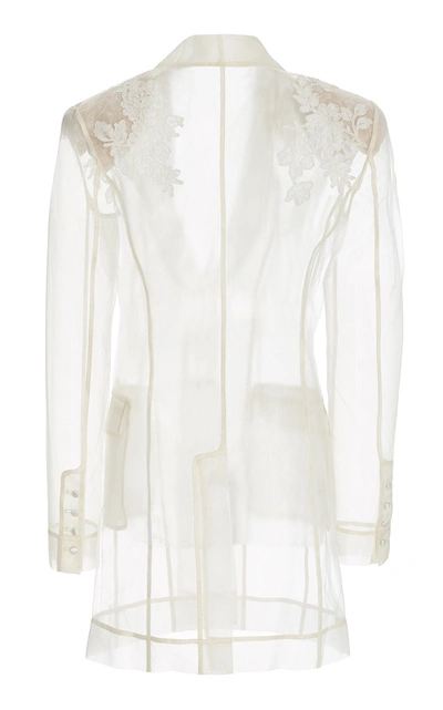 Shop Danielle Frankel Women's Astrid Appliquã©d Organza Blazer In White