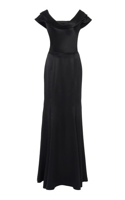 Shop Dolce & Gabbana Silk-blend Satin Gown In Black