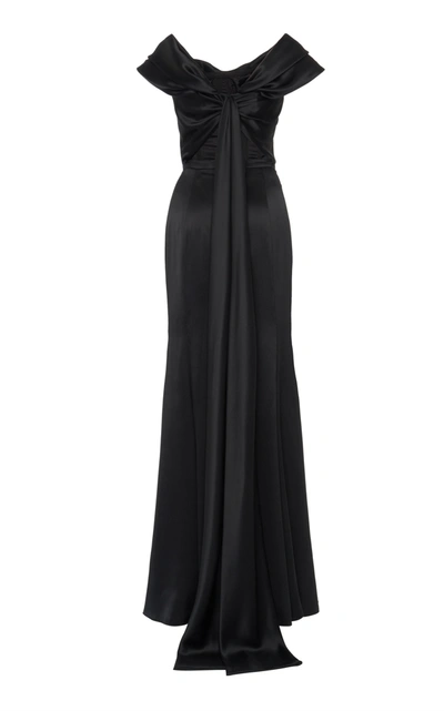 Shop Dolce & Gabbana Silk-blend Satin Gown In Black