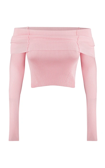 Shop Anna October Women's Anechka Ribbed-knit Off-the-shoulder Top In Pink