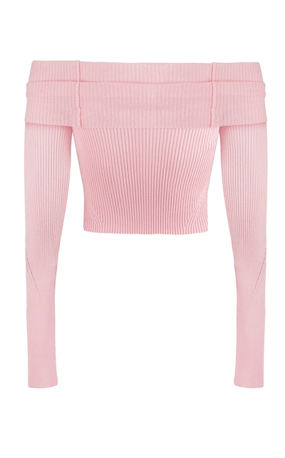 Shop Anna October Women's Anechka Ribbed-knit Off-the-shoulder Top In Pink
