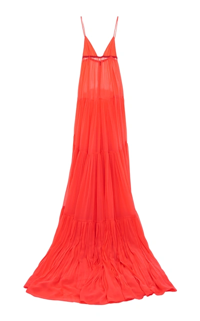 Shop Valentino Women's Tiered V-neck Maxi Dress In Pink