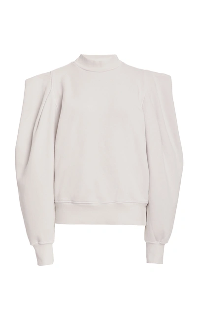 Shop Agolde Women's Puff-sleeve Cotton Sweatshirt In Ivory