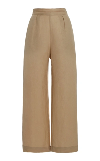Shop Anemos Women's The Keaton Linen-blend Wide-leg Pants In Neutral