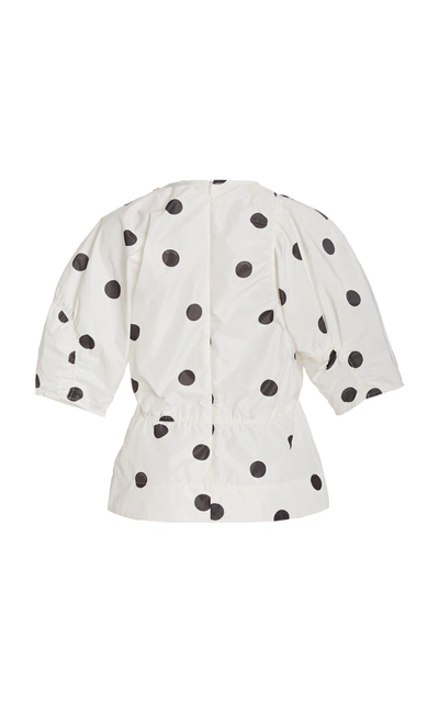 Shop Ganni Polka-dot Print Recycled Crepe Blouse