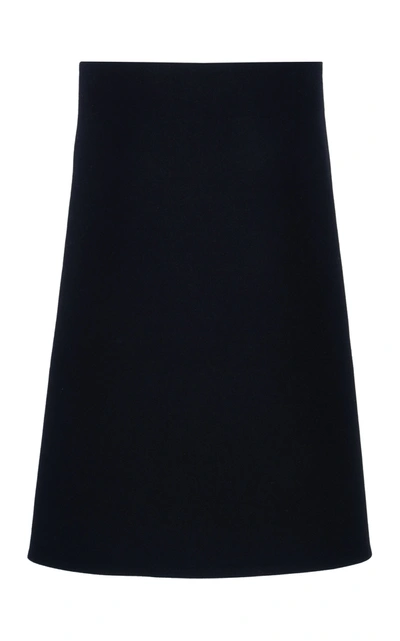 Shop Bottega Veneta Chain-embellished Cashmere-twill Midi Skirt In Black