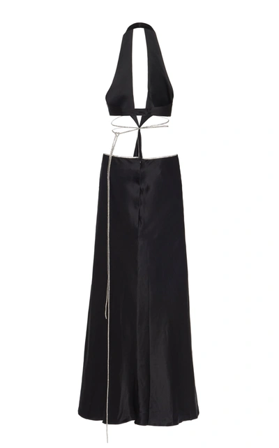 Shop Michael Lo Sordo Women's Alexa Cutout Crystal-embellished Satin Maxi Dress In Black