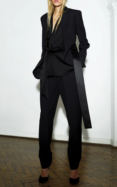 Shop Victoria Beckham Satin-trimmed Cady Tuxedo Jacket In Black