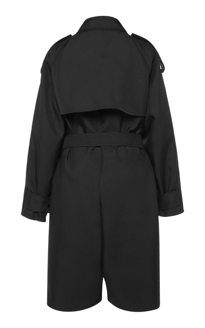 Bottega Veneta Double-breasted Belted Twill Playsuit In Black