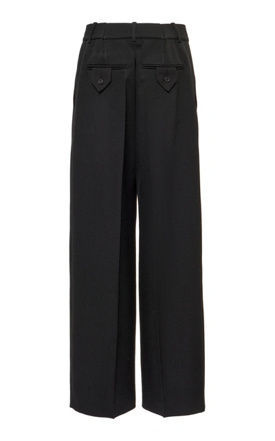 Shop Valentino Women's Wide-leg Wool Pants In Black