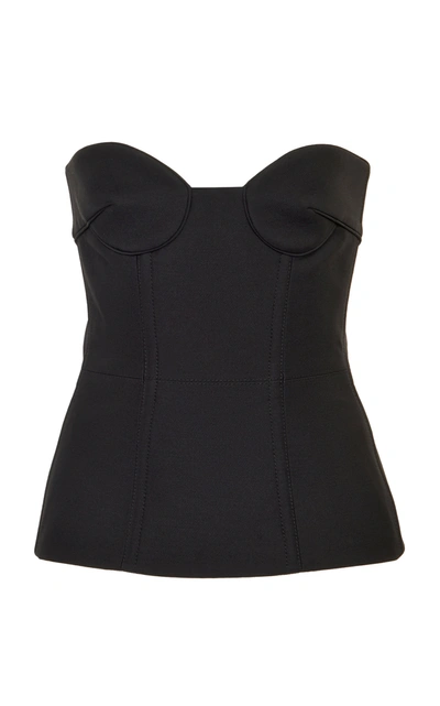 Shop Valentino Women's Strapless Wool-silk Bustier Top In Black