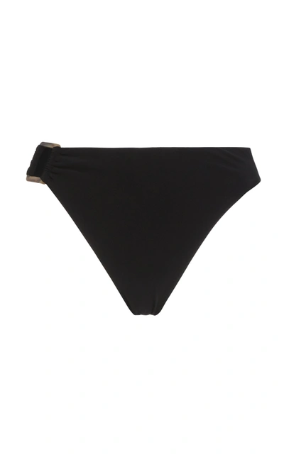 Shop Anemos Women's Tortoiseshell-detailed Hipster Mid-rise Bikini Bottom In Black