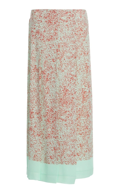 Shop Victoria Beckham Two-tone Crepe De Chine Skirt In Print