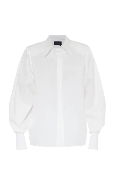 Shop Anouki White Cotton Shirt With Shoulder Pads