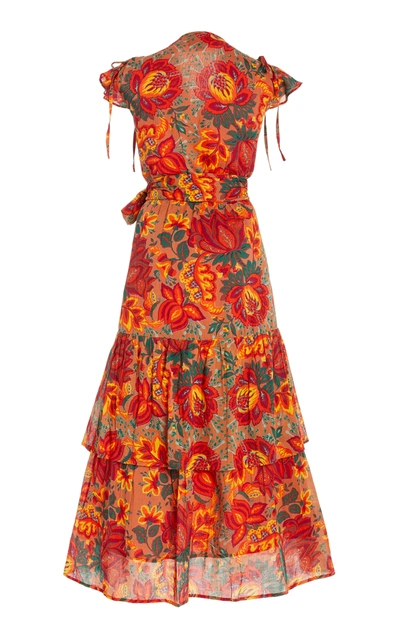 Shop Banjanan Women's Mercy Printed Cotton Dress In Orange,floral