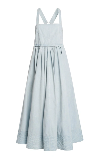 Shop Proenza Schouler White Label Washed Cotton Midi Apron Dress In Grey