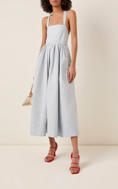 Shop Proenza Schouler White Label Washed Cotton Midi Apron Dress In Grey