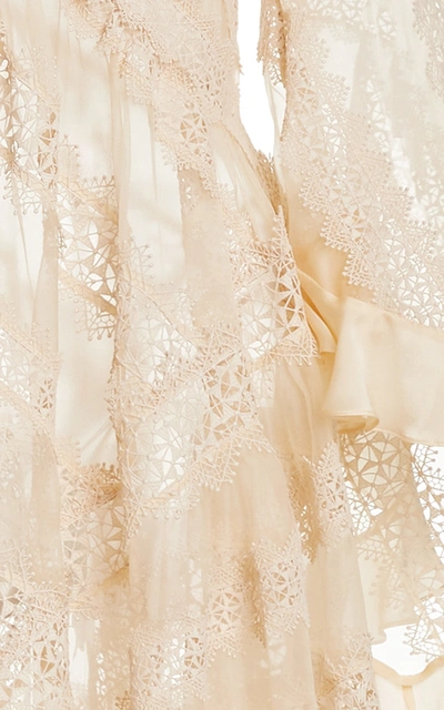 Shop Zimmermann Charm Star Ruffled Silk Maxi Dress In White