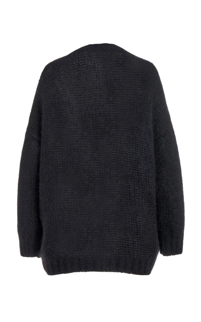 Shop Alessandra Rich Button-detailed Oversized Mohair-wool Cardigan In Black