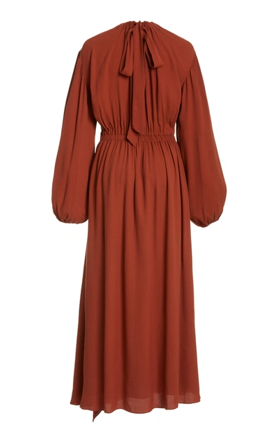 Shop Ulla Johnson Odette Ruffled Crepe De Chine Dress In Red